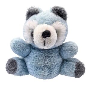 Vtg 70s Dan Dee 10" Blue Gray Raccoon Plush Stuffed Animal PA381 Taiwan (R.O.C.)